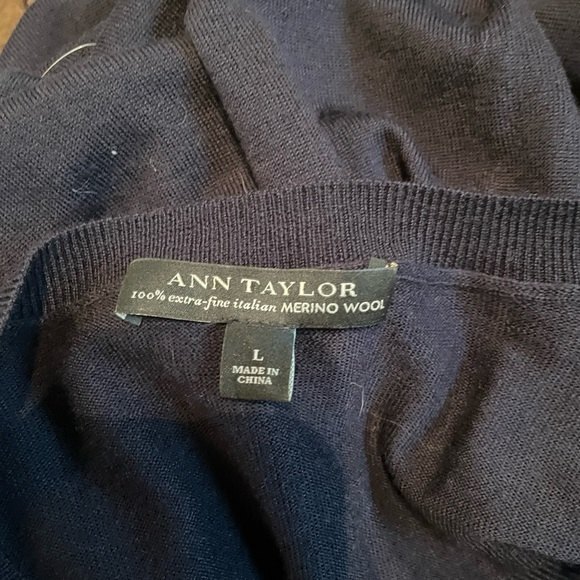 Ann Taylor 100% extra fine Italian merino wool v neck Crystal embellish sweater - Picture 5 of 7